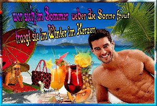 AM  STRAND  FRAU UND MANN   WER SICH IM SOMMER UEBER DIE SONNE FREUT