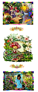 SONNTAG   COLLAGE  CHILD  BLUMENBOGEN  und HALLO und BILDtext