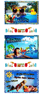 SONNTAG   COLLAGE  FRAU BADEANZUG und HALLO und BILDtext