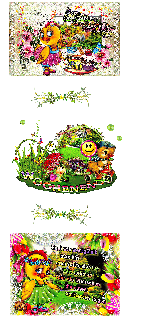 CHICKEN  COLLAGE BLUMENPARK  und HALLO und BILDtext