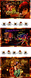 COLLAGE   ZIGEUNERWAGEN und KAFFEE und MON