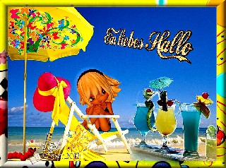 am Strand ein liebes HALLO